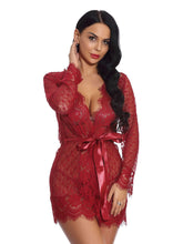 Camisón de manga larga con cárdigan transparente